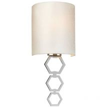 Elstead - Petite applique murale Clark à 1 ampoule, chrome poli, abat-jour en fausse soie ivoire