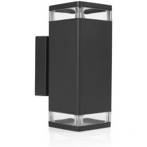 Smartwares - Applique murale de maison, applique d'extérieur, éclairage de façade, aluminium noir, 2 ampoules GU10, l 23,5 cm