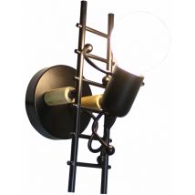 Axhup - Applique Mural Design Rétro E27 Lampe Intérieur Mural Humanoïde - Noir&Bois Monter Escaliers