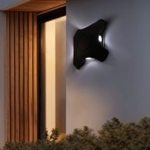 Applique murale d'extérieur de jardin applique murale d'extérieur noir, 4x led 1W 70Lm blanc chaud, LxHxP 19x19x5 cm