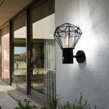 Applique murale d'extérieur Lampe murale led avec détecteur de mouvement Lampe de jardin détecteur de mouvement, grille diamant noir, 7W 806 lm blanc