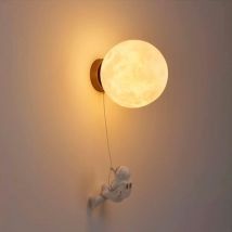 Applique murale d'intérieur, applique murale moderne 15 cm, applique murale led au design lune et astronaute, applique murale d'intérieur pour