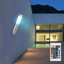 Etc-shop - Applique murale en acier inoxydable torche murale extérieur maison détecteur de mouvement, télécommande dimmable, 1x led rgb 8,5W 806Lm