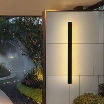 Tonchean - Applique Murale Exterieur 30cm Longue Lampe Exterieur Murale Étanche Applique Villa pour Terrasse Jardin Couloir, Blanc Chaud, Noire