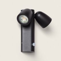 Ledkia - Applique Murale Extérieure Aluminium avec Détecteur de Mouvement Abel Deux Spots Noir