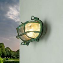 Licht-erlebnisse - Applique murale extérieure en laiton IP64 vert E27 Maritime Outdoor Light Wall Terrace