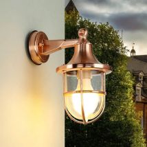 Licht-erlebnisse - Applique Murale Extérieure IP64 en Cuivre E27 Verre Laiton Véritable Lampe d'Extérieur Maritime