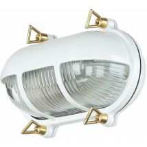 Licht-erlebnisse - Applique Murale Extérieure Laiton Blanc Verre Massif IP64 E27 w : 21 cm Maritime House Garden Ship Lamp Lampe d'extérieur