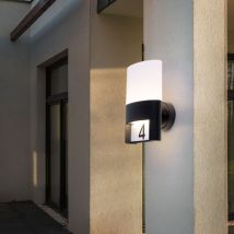 Applique murale extérieure applique numéro de maison lumière extérieure IP54, applique maison terrasse jardin, métal noir, autocollant, 1x led 10,5W