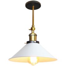 Applique Murale Vintage Industrielle Lampe de Plafond en Métal Luminaire Abat-jour Réglable E27 Ø22CM Blanc - 1Pcs