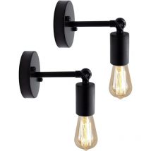 Applique murale industrielle, lot de 2 appliques murales vintage, applique murale rustique, applique murale câblée noire, luminaires E26/E27