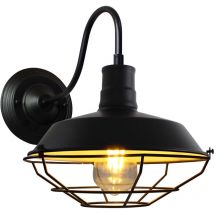 Wottes - Applique Murale Industrielle Rétro Lamp Murale Métal Pot Couvercle Lumières Murale Créatif E27 Ø26cm Noir + Blanc - 1Pcs