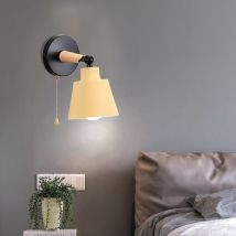 Applique Murale Industrielle Vintage Lampe Murale Métal Bois Éclairage Murale Réglable E27 Ø12CM Jaune Clair - 1Pcs