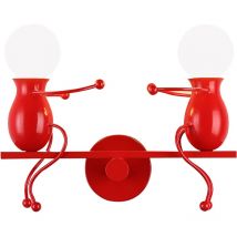 Applique Murale en Métal Luminaire Intérieur E27 Lampe Murale Industrielle Humanoïde Rouge