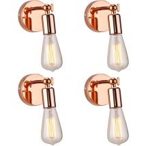 Applique Murale Intérieur Design Rétro E27 40W Doré Rose 4PCS