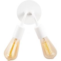 Wellhome - Applique Murale Interieur, Lampe Murale Industrielle Bois, Blanc 14x14x20 cm - Blanc