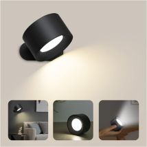 Applique Murale Interieur, Lampe Murale Touch Led Avec Port De Charge Usb Contrôle Tactile, 3 Niveaux De Luminosité 3 Températures Rotatifs 360° Lampe