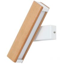 Applique Murale Intérieur led, Applique murale led Rotation 360°avec Simple en Bois Massif Éclairage Lampe Murale Moderne pour Chambre Blanc Lumière