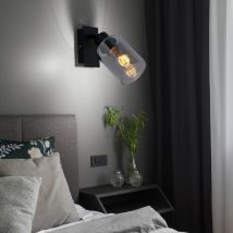 Etc-shop - Applique murale lampe de chambre noire applique murale en verre fumé avec spot mobile, 1x E27, LxH 9 x 20 cm