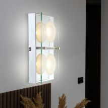 Etc-shop - Applique led applique en verre lampe de couloir lampe de salon chromée avec plaque de verre, finition satinée claire, 2x 5W 360lm blanc