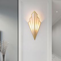 Shmshng - applique murale led appliques murales en métal en forme d'éventail lin abat-jour chambre d'hôtel européenne chevet appliques murales