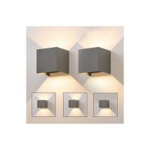Applique murale led Extérieur gris Lampe Gbly 2 pièces up down Luminaire extérieure 5W Spot mural intérieur Ip65 Etanche Lampe couloir Cage d'escalier