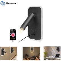 Bluedeer - 10 pièces Applique murale led, liseuse de chevet avec interrupteur, port de charge usb, éclairage d'ambiance réglable pour chambre