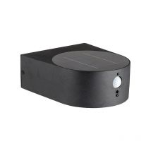Miidex Lighting - Applique Murale led Solaire - Noir - 5W - 3000K - Détecteur ir - IP44 - 400lm