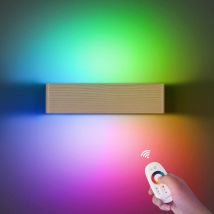 Applique Murale,LED créative Applique murale simple en bois massif,Interieur Lampe LED pour chambre/enfant/salle de bain/Escalier/Couloir 32CM RGB