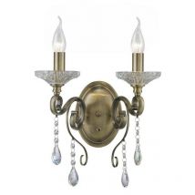Inspired Diyas - Libra - Applique murale commutée à 2 bougies en laiton antique, cristal