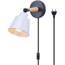 Applique Murale Moderne Applique Murale Rétro Minimaliste Blanc Lampe Murale D'Intérieur Nordique E27 (Avec Prise Euro)