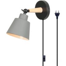 Applique Murale Moderne Applique Murale Rétro Minimaliste Gris Lampe Murale D'Intérieur Nordique E27 (Avec Prise Euro)