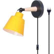 Applique Murale Moderne Applique Murale Rétro Minimaliste Jaune Lampe Murale D'Intérieur Nordique E27 (Avec Prise Euro)