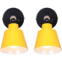 Applique Murale Moderne Lamp Murale Créative Minimaliste Luminaire Applique Murale Métal Bois E27 Jaune Ø12cm - 2pcs