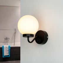 Licht-erlebnisse - Applique murale noire avec interrupteur IP44 Abat-jour sphérique - Noir, blanc