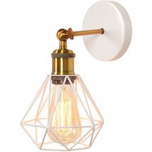 Applique Murale Rétro Moderne Applique Murale À Angle Réglable E27 (Blanc) Applique Murale Cage En Métal Applique Murale Vintage Pour Intérieur