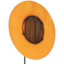 Applique murale ronde soie orange et bambou 1 lumière