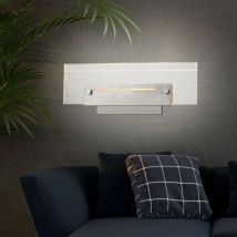 Applique murale chromée chambre salon applique led moderne, avec interrupteur, acrylique transparent, 2x 3W 300lm blanc chaud, LxPxH 26x11x5,5 cm