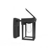 Miidex Lighting - Applique Murale Solaire Noir E27 - Détecteur Crépusculaire - 2W - Blanc Chaud 3000K - IP44