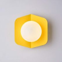 Applique Murale Vintage Appliquer Macarons Nordiques Couleur Bonbon Luminaire Applique Interieur pour Chambre Salon Couloir Restaurant (1 Pack, Jaune)
