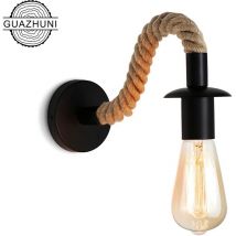 Yidomde - Applique murale Vintage en corde de chanvre ,Applique murale industri idéal , E27 luminaire,Ampoule non incluse,110/220V (Noir)