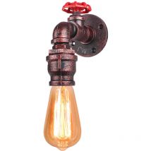 Wottes - Applique Murale Vintage Industriel Lampe Murale Métal Luminaire Murale Steampunk Conduites D'eau Rouge Rouille - 1Pcs