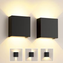 Applique murale w Applique murale d'intérieur led, lot de 2 appliques murales d'extérieur noires, angle de faisceau réglable, blanc chaud 3000