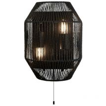 Searchlight - Applique murale Wicker à 2 lumières, osier noir