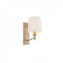 Ortona - 1 Lumière Murale Laiton Antique Mat, Fausse Soie Blanche Vintage, E14 - Endon