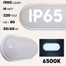 Applique Plafoniera led da Esterno Bianca Impermeabile Ovale 18W 230V - 6500k - Maka