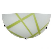 Applique plaque de verre blanc vert chrome crochets 30x10xh.15 cm