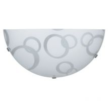 Argonauta - Applique plaque de verre blanche décorée de cercles crochets transparents 30x10xh.15 cm