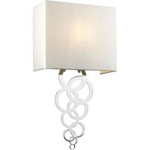 Applique Rosa Medium 1 Luce, Cromo Lucido, Paralume In Simil Seta Avorio