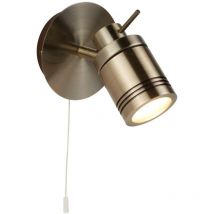 Searchlight - Samson - Projecteur mural à 1 lumière led pour salle de bain, laiton antique IP44, GU10